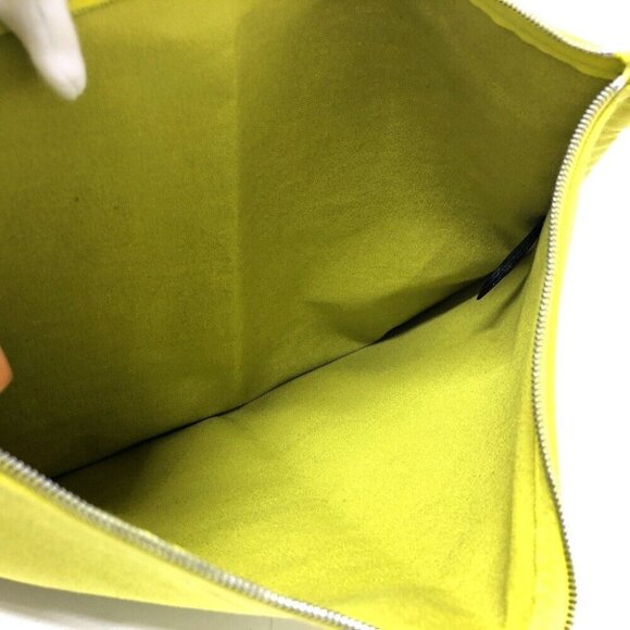 Auth HERMES Large Pouch Pouch Canvas GreenBased/SilverHardware - Picture 5 of 12